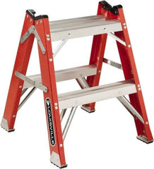 Louisville - 1 Step, 2' High, Type IAA Rating, Fiberglass Step Stand - 375 Lb Capacity, 21" Base Width - Exact Tool & Supply