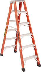 Louisville - 7 Steps, 8' High, Type IAA Rating, Fiberglass Twin Front Ladder - 375 Lb Capacity, 26" Base Width - Exact Tool & Supply
