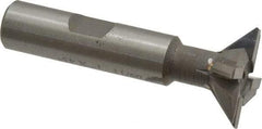 Made in USA - 1" Diam x 5/16" Width of Cut, 45° Included Angle, Carbide-Tipped Dovetail Cutter - 1/2" Shank Diam, 2-1/2" Overall Length, 0.02" Corner Radius, Weldon Flat, Uncoated - Exact Tool & Supply