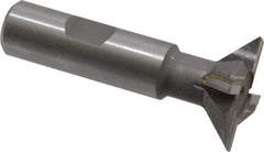 Made in USA - 1-1/4" Diam x 5/16" Width of Cut, 45° Included Angle, Carbide-Tipped Dovetail Cutter - 5/8" Shank Diam, 2-3/4" Overall Length, 0.02" Corner Radius, Weldon Flat, Uncoated - Exact Tool & Supply
