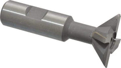 Made in USA - 1-1/2" Diam x 1/2" Width of Cut, 45° Included Angle, Carbide-Tipped Dovetail Cutter - 3/4" Shank Diam, 3-1/4" Overall Length, 0.02" Corner Radius, Weldon Flat, Uncoated - Exact Tool & Supply