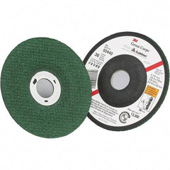 3M - 46 Grit, 4-1/2" Wheel Diam, 1/8" Wheel Thickness, 7/8" Arbor Hole, Type 27 Depressed Center Wheel - Ceramic - Exact Tool & Supply