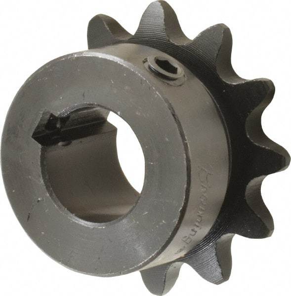 Browning - 12 Teeth, 3/8" Chain Pitch, Chain Size 35, Finished Bore Sprocket - 5/8" Bore Diam, 1.449" Pitch Diam, 1.63" Outside Diam - Exact Tool & Supply