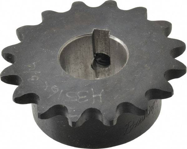 Browning - 16 Teeth, 3/8" Chain Pitch, Chain Size 35, Finished Bore Sprocket - 3/4" Bore Diam, 1.922" Pitch Diam, 2.11" Outside Diam - Exact Tool & Supply