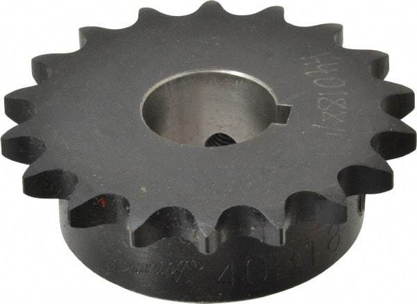 Browning - 18 Teeth, 1/2" Chain Pitch, Chain Size 40, Finished Bore Sprocket - 1" Bore Diam, 2.879" Pitch Diam, 3.14" Outside Diam - Exact Tool & Supply