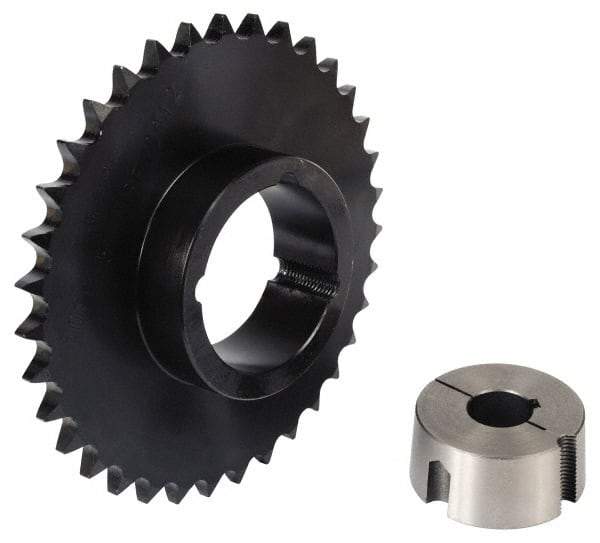 Browning - 24 Teeth, 1" Chain Pitch, Chain Size 80, TB Bushed Sprocket - 7.661" Pitch Diam, 8.2" Outside Diam - Exact Tool & Supply