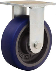 Hamilton - 6" Diam x 2" Wide x 7-1/2" OAH Top Plate Mount Rigid Caster - Polyurethane Mold onto Cast Iron Center, 900 Lb Capacity, Sealed Precision Ball Bearing, 4 x 4-1/2" Plate - Exact Tool & Supply