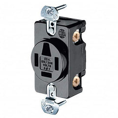 Hubbell Wiring Device-Kellems - 120/208 VAC 20A NEMA 18-20R Industrial Grade Black Straight Blade Single Receptacle - Exact Tool & Supply