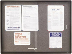 Quartet - 48" Wide x 36" High Open Cork Bulletin Board - Fabric, Gray - Exact Tool & Supply