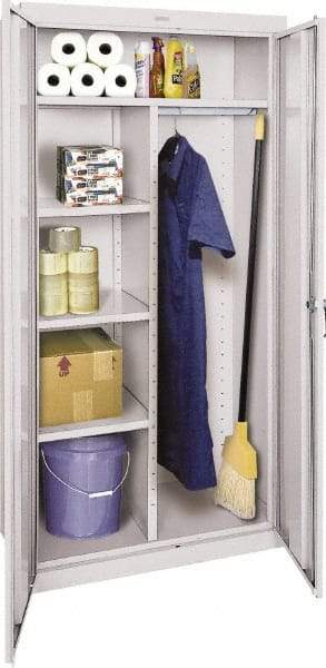 Sandusky Lee - 5 Shelf Combination Storage Cabinet - Steel, 36" Wide x 24" Deep x 72" High, Gray - Exact Tool & Supply