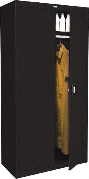 Sandusky Atlantic - 2 Shelf Combination Storage Cabinet - Steel, 36" Wide x 24" Deep x 78" High, Black - Exact Tool & Supply