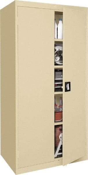 Sandusky Lee - 5 Shelf Locking Storage Cabinet - Steel, 36" Wide x 18" Deep x 72" High, Tan - Exact Tool & Supply