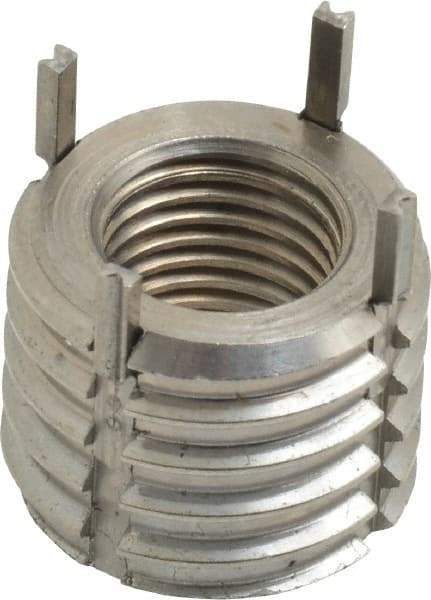 Recoil - 3/8-24 Internal, 5/8-11 External, 1/2" Insert Length, Extra Heavy Duty Keylocking Thread Inserts - Stainless Steel, Passivated Finish, Grade 303 - Exact Tool & Supply