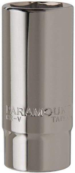 Paramount - 1-1/8", 3/4" Drive, Deep Hand Socket - 6 Points, 3-1/2" OAL, Steel, Chrome Finish - Exact Tool & Supply