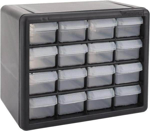 Akro-Mils - 16 Drawer, Small Parts Cabinet - 6-3/8" Deep x 10-9/16" Wide x 8-1/2" High - Exact Tool & Supply