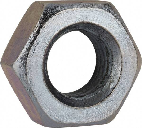 Value Collection - M10x1.25 Metric Fine Steel Right Hand Hex Nut - 17mm Across Flats, 8mm High, Zinc-Plated Finish - Exact Tool & Supply