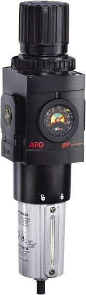 ARO/Ingersoll-Rand - 3/4" NPT Port Heavy Duty 1 Piece Filter/Regulator FRL Unit - Metal Bowl, 236 SCFM, 250 Max psi, 13.642" High x 4.091" Long, Manual Drain - Exact Tool & Supply