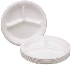Ability One - Paper & Plastic Cups, Plates, Bowls & Utensils; Breakroom Accessory Type: Paper Plates ; Breakroom Accessory Description: PLATE, MOLDED PULP, 10-1/4", 3-COMPT, CHINET - Exact Tool & Supply