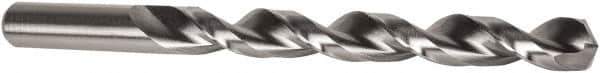 Precision Twist Drill - 10.5mm 135° High Speed Steel Jobber Drill - Bright Finish, Right Hand Cut, Parabolic Flute, Straight Shank, 5-15/64" OAL, Split Point - Exact Tool & Supply