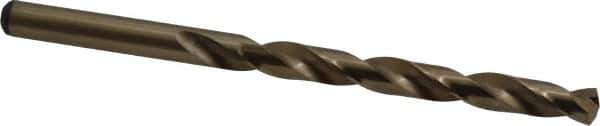 Precision Twist Drill - 0.266" 135° Cobalt Jobber Drill - Oxide/Gold Finish, Right Hand Cut, Spiral Flute, Straight Shank, 4-1/8" OAL, Split Point - Exact Tool & Supply