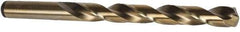 Precision Twist Drill - 10.2mm 135° Cobalt Jobber Drill - Oxide/Gold Finish, Right Hand Cut, Spiral Flute, Straight Shank, 5-15/64" OAL, Split Point - Exact Tool & Supply