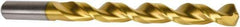 Precision Twist Drill - 0.1575" 135° High Speed Steel Jobber Drill - TiN Finish, Right Hand Cut, Parabolic Flute, Straight Shank, 2-15/16" OAL, Split Point - Exact Tool & Supply