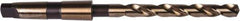 Precision Twist Drill - 13/16", 3MT 135° Point Cobalt Taper Shank Drill Bit - Oxide/Gold Finish, 6-1/8" Flute Length, 10-3/4" OAL, Spiral Flute, Series 209CO - Exact Tool & Supply