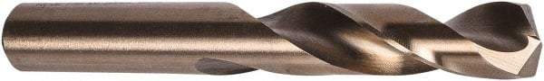 Precision Twist Drill - 1/2" 135° Spiral Flute Cobalt Screw Machine Drill Bit - Oxide/Gold Finish, Right Hand Cut, 2-1/4" Flute Length, 3-3/4" OAL, Split Point, Straight Shank - Exact Tool & Supply