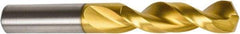 Precision Twist Drill - 11/32" 135° Parabolic Flute High Speed Steel Screw Machine Drill Bit - TiN Finish, Right Hand Cut, 1-11/16" Flute Length, 3" OAL, Split Point, Straight Shank - Exact Tool & Supply