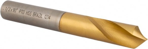 Precision Twist Drill - 1/2" Body Diam, 90°, 3-3/4" OAL, High Speed Steel Spotting Drill - Exact Tool & Supply