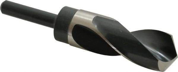 Precision Twist Drill - 1-9/32" Drill, 118° Point, High Speed Steel Silver Deming & Reduced Shank Drill Bit - Bright Finish, 6" OAL, Straight Shank, 3" Flute Length, Right Hand Cut, Standard Point, Spiral Flute, Regular Spiral - Exact Tool & Supply