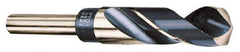 Interstate - 1-3/32" Drill, 118° Point, Cobalt Silver Deming & Reduced Shank Drill Bit - Bright Finish, 6" OAL, Straight Shank, 3" Flute Length, Right Hand Cut, Standard Point, Spiral Flute, Regular Spiral - Exact Tool & Supply