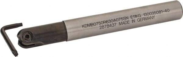 Kennametal - 3/4" Cut Diam, 3/8" Max Depth of Cut, 3/4" Shank Diam, 6.281" OAL, Indexable Ball Nose End Mill - 1.753" Head Length, Straight Shank, KDMB Toolholder, KDMB 0750.. Insert - Exact Tool & Supply