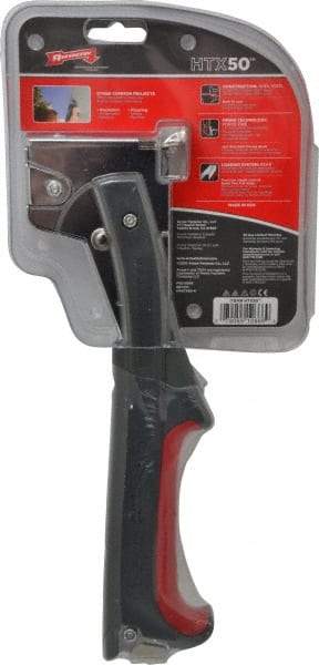 Arrow - Manual Hammer Tacker - 5/16, 3/8, 1/2" Staples, Silver & Gray, Steel with Chrome Finish - Exact Tool & Supply