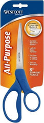Westcott - 3.296" LOC, 8" OAL Stainless Steel Standard Standard - Plastic Straight Handle, For General Purpose Use - Exact Tool & Supply