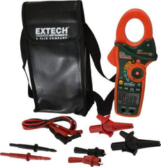Extech - EX840, CAT IV, Digital True RMS Auto Ranging Clamp Meter with 1.7" Clamp On Jaws - 1000 VAC/VDC, 1000 AC/DC Amps, Measures Voltage, Capacitance, Continuity, Frequency, Resistance, Temperature - Exact Tool & Supply