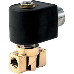 Parker - 120/60 - 110/50 VAC 1/4" NPT Port Brass Two-Way Direct Acting Solenoid Valve - Exact Tool & Supply
