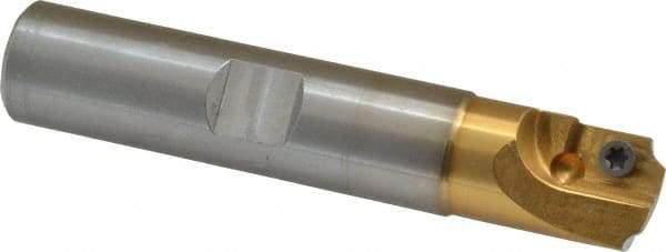 Superbee - 0.07 to 0.125 Inch Cutting Radius, 3/4 Inch Cutter Diameter, 1 Style EM 15 Insert, 3/4 Inch Shank Diameter, Indexable Concave Radius Cutter - 4 Inch Overall Length - Exact Tool & Supply