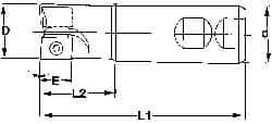 Superbee - 0.007 to 0.06 Inch Cutting Radius, 1 Inch Cutter Diameter, 2 Style EM15 Inserts, 3/4 Inch Shank Diameter, Indexable Convex Radius Cutter - 4.5 Inch Overall Length - Exact Tool & Supply