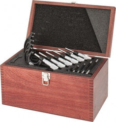 Starrett - 0 to 6" Range, 6 Piece Mechanical Outside Micrometer Set - 0.0001" Graduation, Ratchet Stop Thimble, Carbide Tipped Face - Exact Tool & Supply