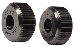 Made in USA - 1" Diam, 90° Tooth Angle, 33 TPI, Beveled Face, Form Type High Speed Steel Straight Knurl Wheel - 1/4" Face Width, 5/16" Hole, Circular Pitch, Series OU - Exact Tool & Supply
