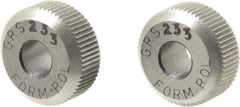 Made in USA - 5/8" Diam, 90° Tooth Angle, 33 TPI, Beveled Face, Form Type High Speed Steel Straight Knurl Wheel - 3/16" Face Width, 7/32" Hole, Circular Pitch, Series GR - Exact Tool & Supply