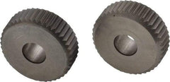 Made in USA - 1" Diam, 90° Tooth Angle, 14 TPI, Beveled Face, Form Type High Speed Steel Straight Knurl Wheel - 1/4" Face Width, 5/16" Hole, Circular Pitch, Series OU - Exact Tool & Supply