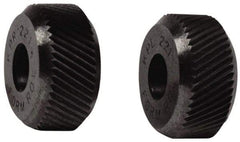 Made in USA - 3/8 Inch Face Width, 1 Inch Diameter, High Speed Steel Knurl Wheel Set - 5/16 Inch Hole Diameter, Beveled Face Knurl, Left and Right Hand Diagonal Pattern, Form, OU Series - Exact Tool & Supply