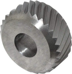 Made in USA - 5/16 Inch Face Width, 5/8 Inch Diameter, High Speed Steel Knurl Wheel Set - 7/32 Inch Hole Diameter, Beveled Face Knurl, Left and Right Hand Diagonal Pattern, Form, GR Series - Exact Tool & Supply