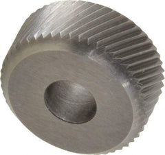 Made in USA - 3/8 Inch Face Width, 3/4 Inch Diameter, High Speed Steel Knurl Wheel Set - 1/4 Inch Hole Diameter, Beveled Face Knurl, Left and Right Hand Diagonal Pattern, Form, KP Series - Exact Tool & Supply