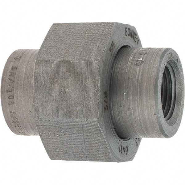 Made in USA - Size 3/8", Class 3,000, Forged Carbon Steel Black Pipe Union - 3,000 psi, Threaded End Connection - Exact Tool & Supply