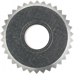 Made in USA - 3/4" Diam, 90° Tooth Angle, 14 TPI, Beveled Face, Form Type Cobalt Straight Knurl Wheel - 3/8" Face Width, 1/4" Hole, Circular Pitch - Exact Tool & Supply