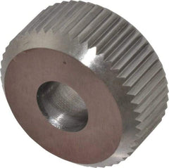 Made in USA - 3/4" Diam, 90° Tooth Angle, 21 TPI, Beveled Face, Form Type Cobalt Straight Knurl Wheel - 1/4" Face Width, 1/4" Hole, Circular Pitch - Exact Tool & Supply