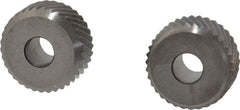 Made in USA - 1/4 Inch Face Width, 3/4 Inch Diameter, Cobalt Knurl Wheel Set - 1/4 Inch Hole Diameter, Beveled Face Knurl, Left and Right Hand Diagonal Pattern, Form - Exact Tool & Supply
